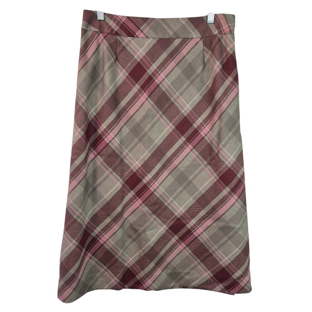 Pendleton Pink Tan Burgundy Vintage USA Wool Lined Max Skirt 12